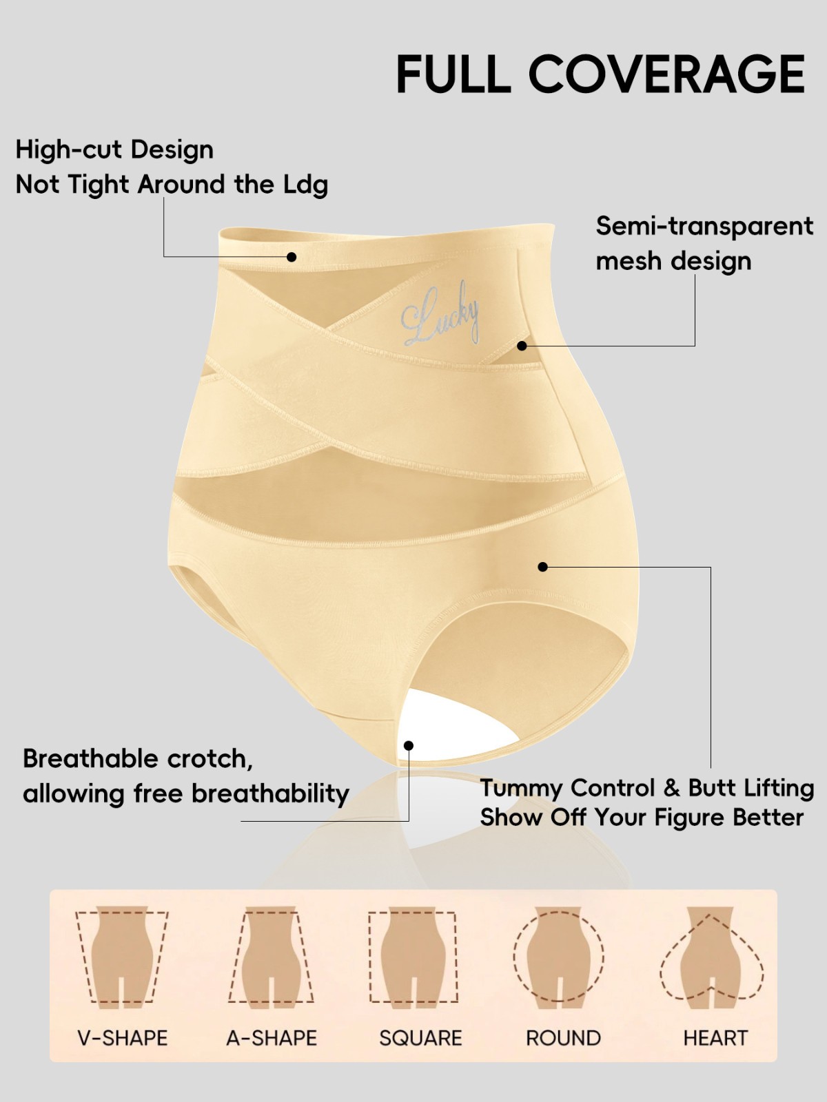 2 Pack High Waist Tummy Control Panties Shaping Cross Strap Briefs Women