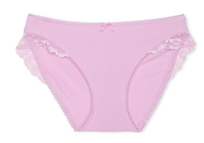 VICTORIA’S SECRET Cotton Lace Trim Bikini Panty, Violet Sugar XS S M L XL XXL