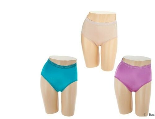 Breezies Set of 3 Nylon Microfiber Hi-Cut Panty-Nude/Purple/Teal-Small-A287800