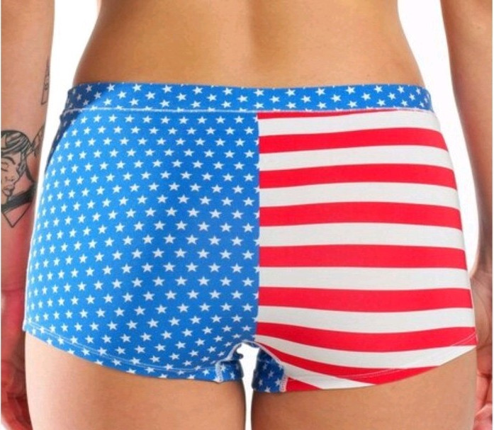 Shinesty The Ellis Island Boyshort Panties XL American Flag Stretch