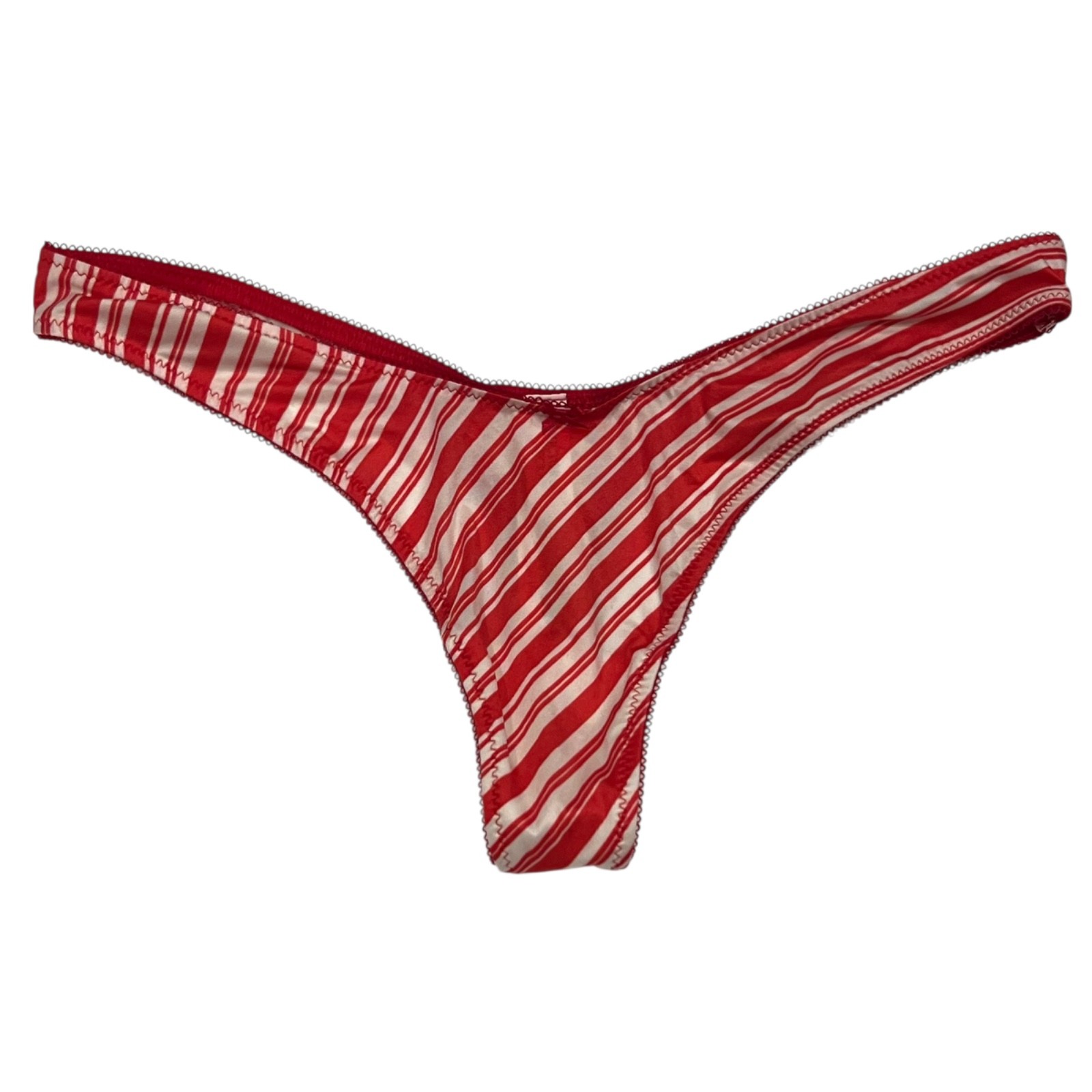 NWT VICTORIA’S SECRET High Leg Thong Sz XS-M-L-XL Red White Silky Stripes