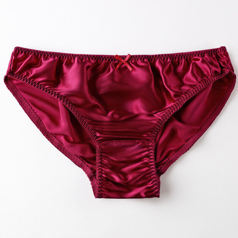 Womens 100% Silk Panties Briefs Bikinis Daliy Underwear Cheeky Shiny Satin 2024