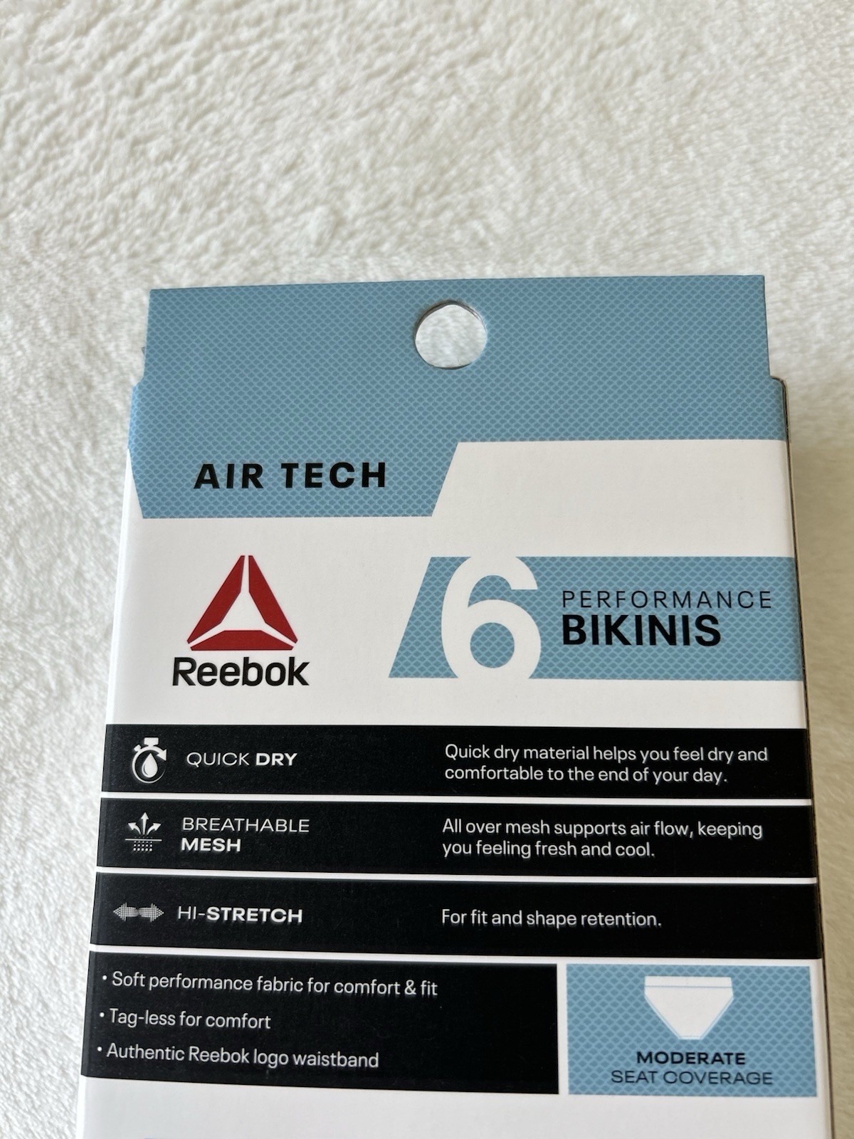 Reebok Women’s Assorted Air Tech Stretch Mesh Performance Bikinis 6-pack Size XL
