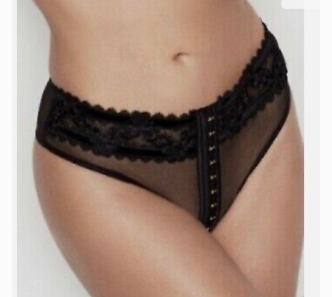 Victoria’s Secret Luxe Satin Mesh Velvet Embroidered Mid-Rise Cheeky-M-NWT $49