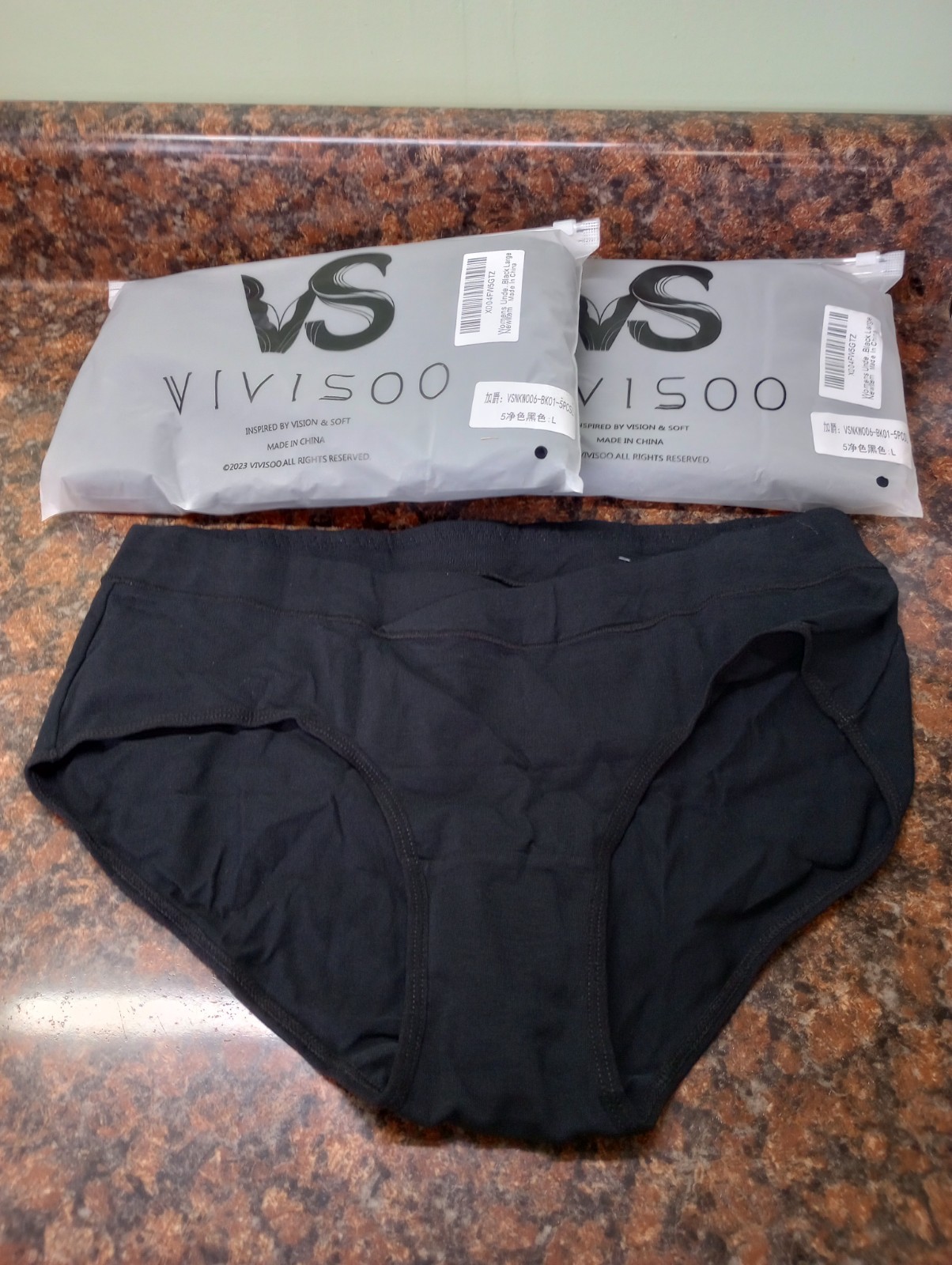 10 PCs. Women’s Large ViviSoo Black Panties Underwear Smooth/Stretchy