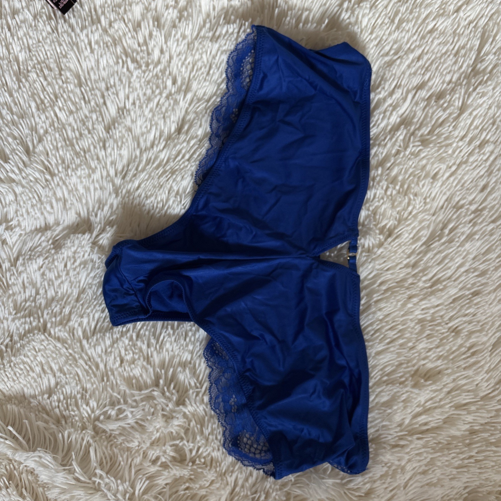 VICTORIA’S SECRET 1 FISHNET LACE SATIN CHEEKY PANTY 1 Plain Front NWT Large