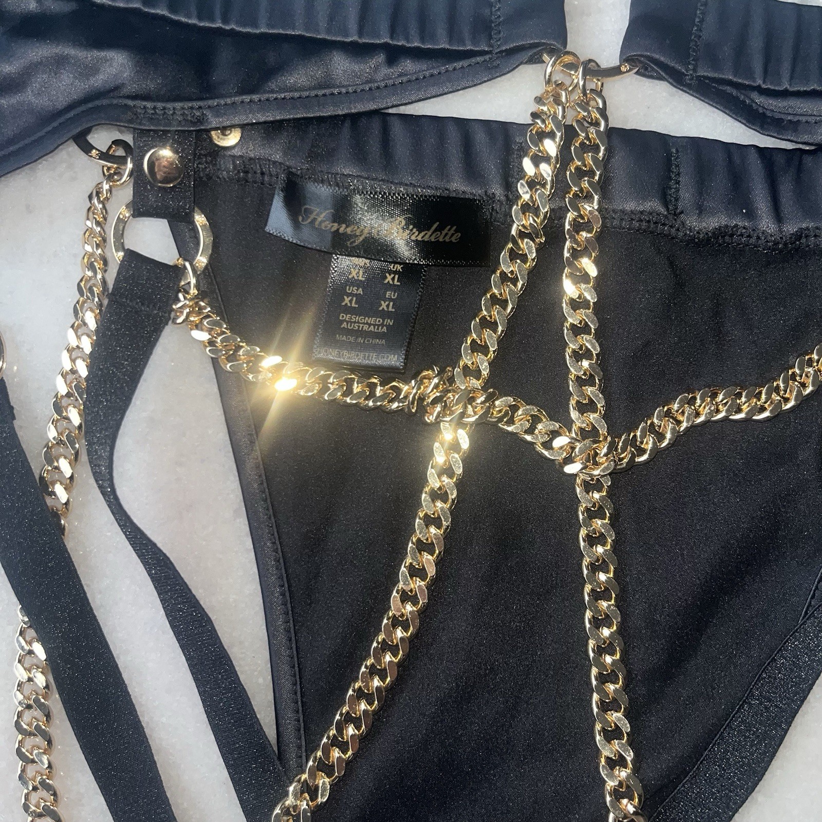 Honey Birdette Karina Gold Chain Brief Size XL