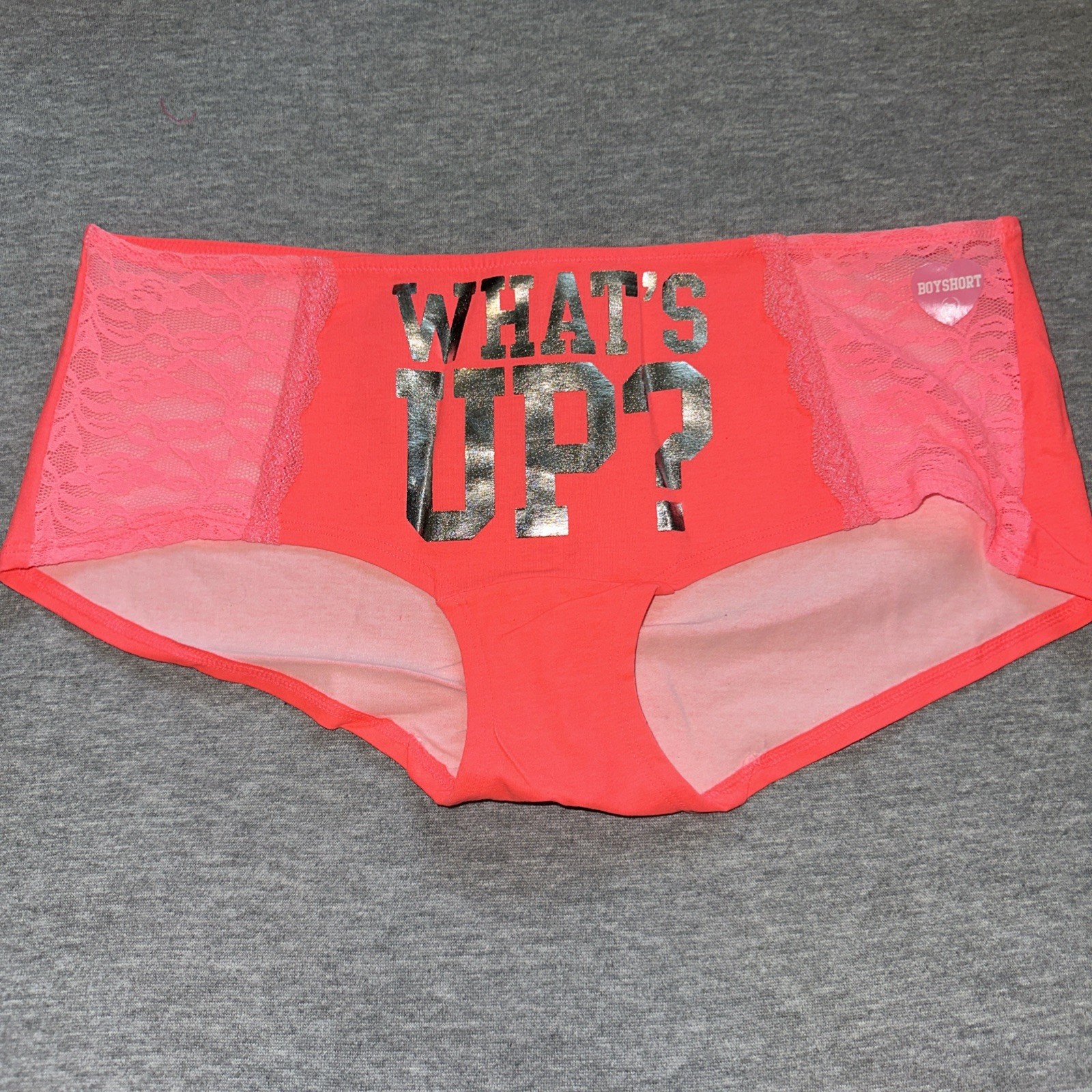 NWT Victoria’s Secret PINK Vintage What’s Up Lace Inset Boyshort Panties Large