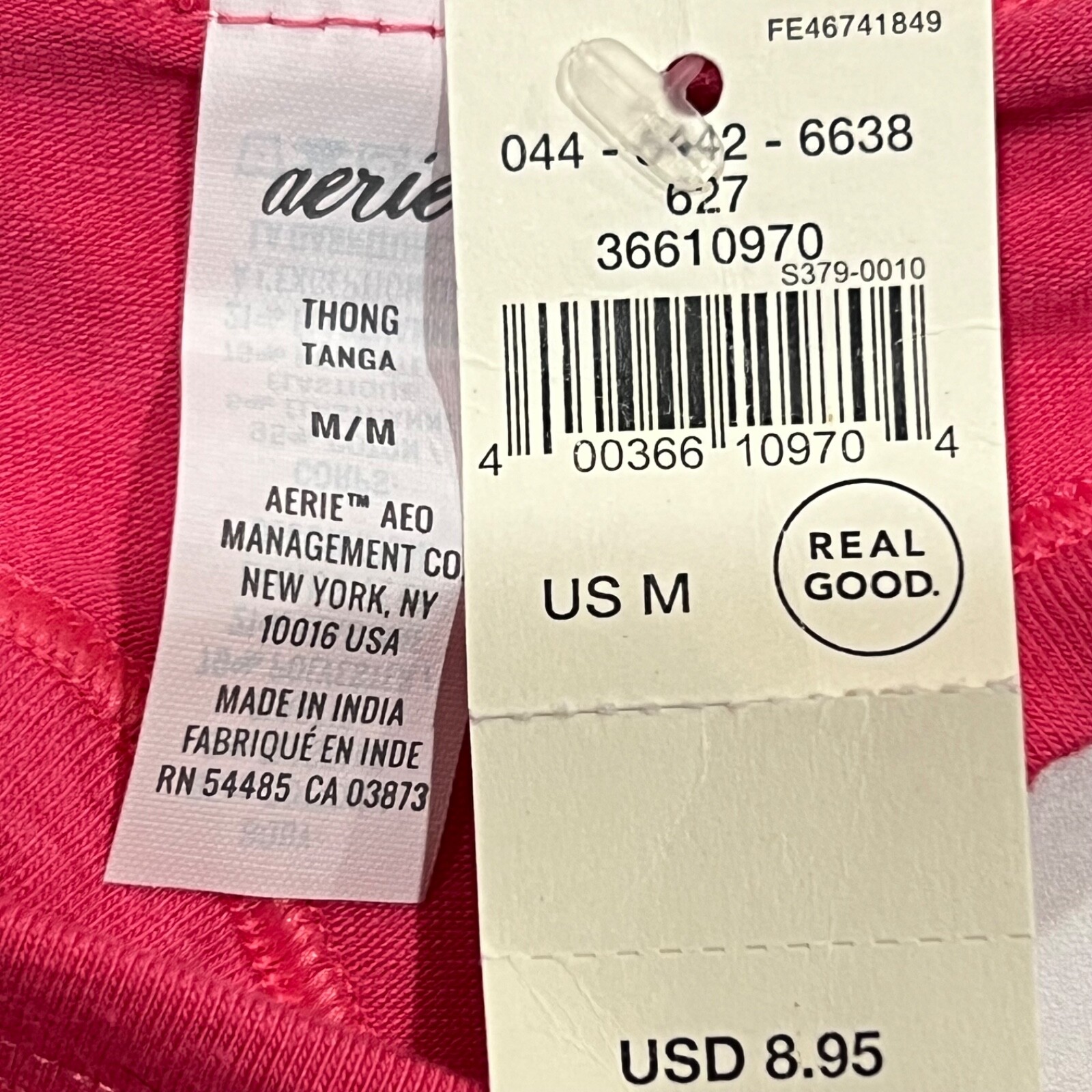 NWT AERIE Thong Sz M-L Pink COFFEE BY DAY COCOA BY NIGHT Cotton Jersey