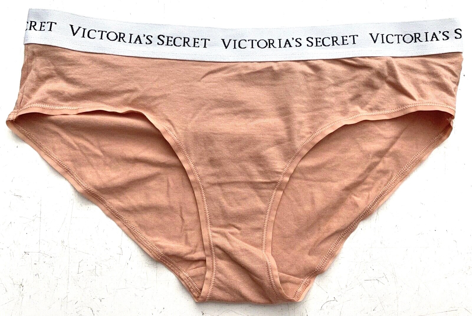 Victoria’s Secret Hiphugger Panty Cafe Creme Logo Band Cotton Blend Large L