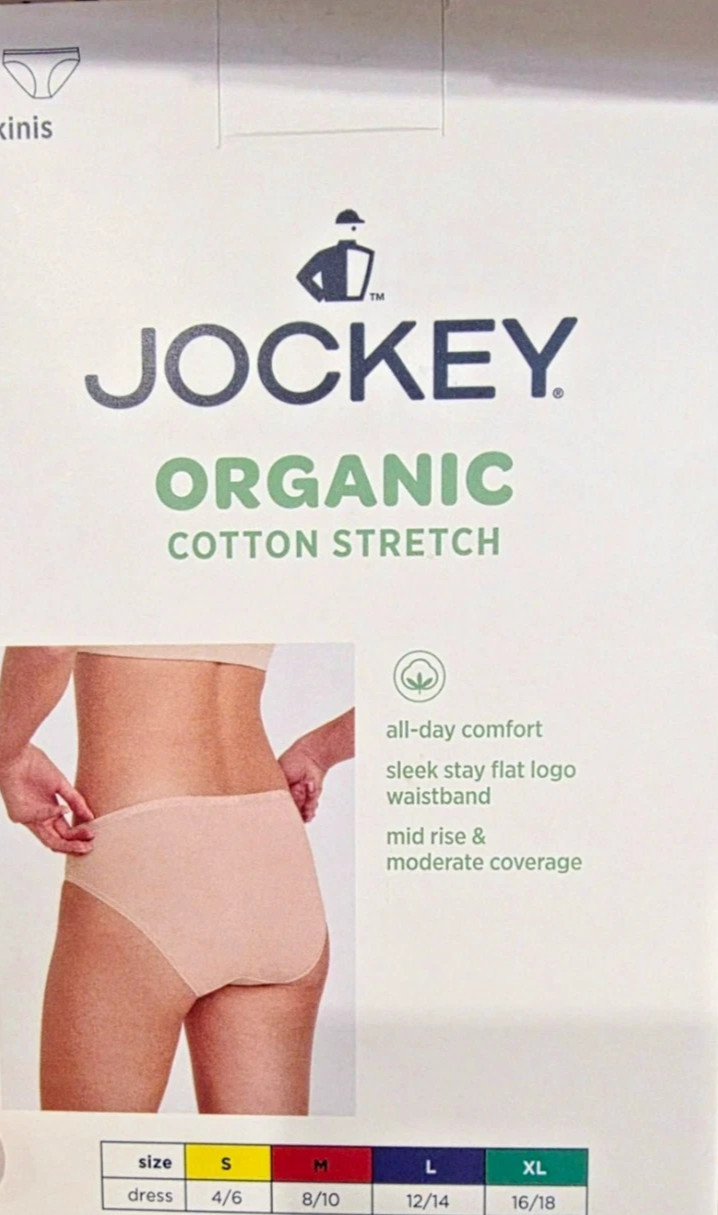 Jockey Women’s 5-Pack Organic Cotton Stretch Bikini, Beige, Size L