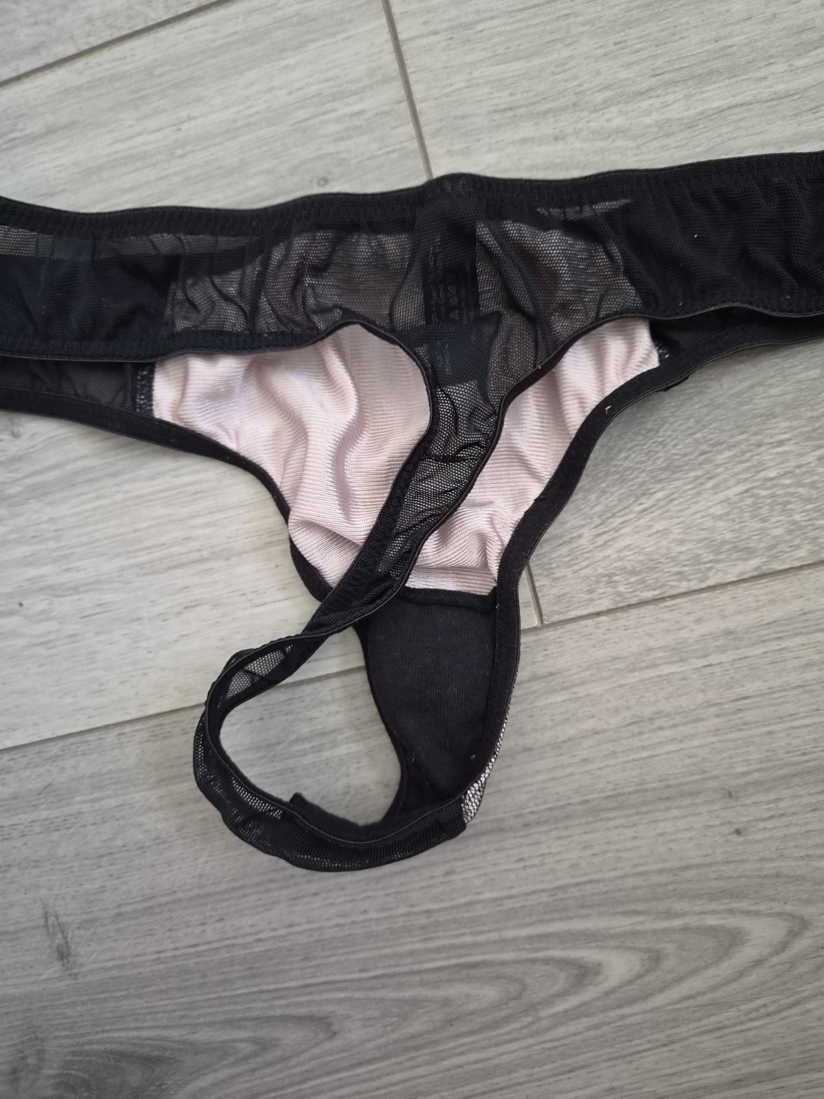 BNWOT Ann Summers Black & Nude Lace Overlay Thong Size 10-14