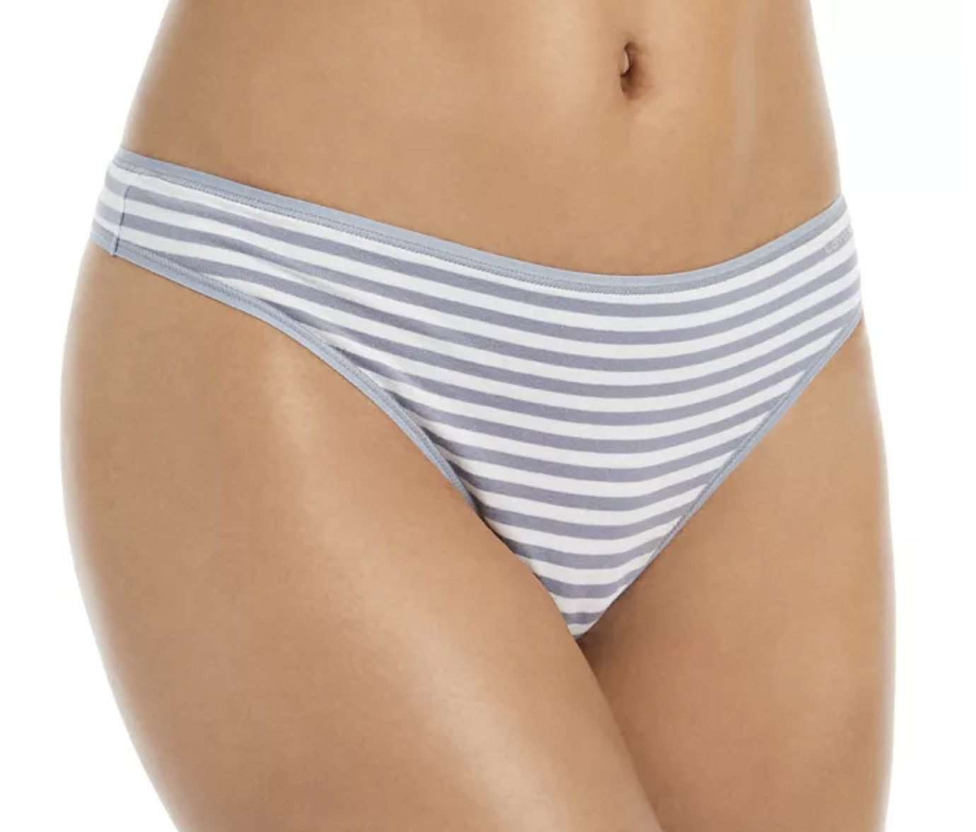 CALVIN KLEIN Form Cotton Grey White Striped Thong Panty Womens XS S 5 M 6 L 7 XL