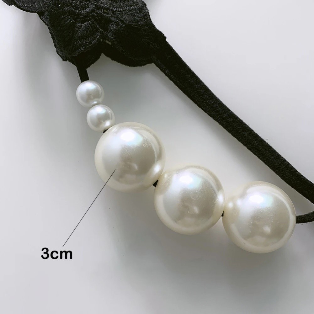 Open Style Women Underwear Large Pearl Massage Thong Made of Nylon Spandex
