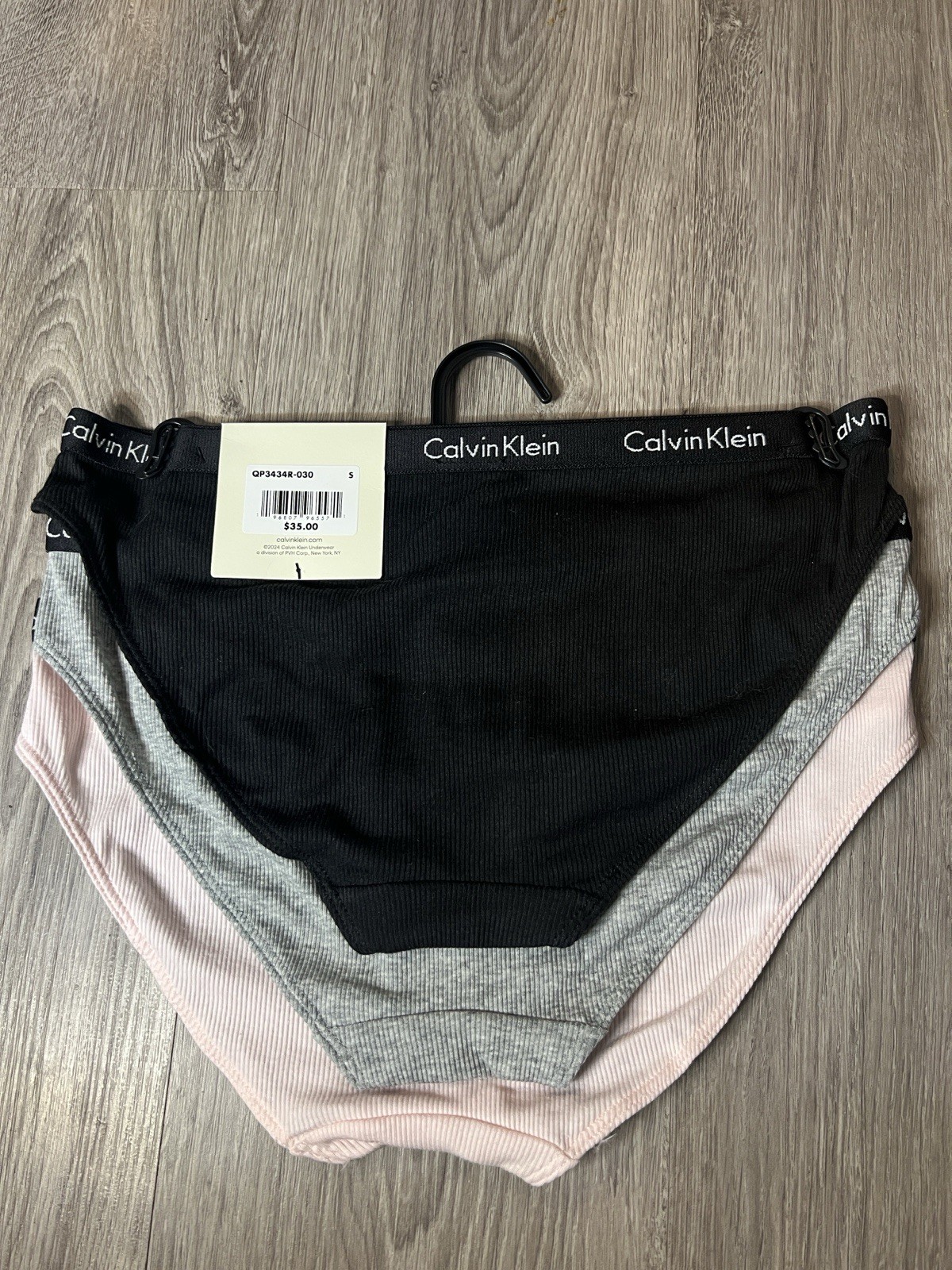 Calvin Klein Ribbed Stretch Bikini Panties 3-Pack Logo Solid Multicolor S