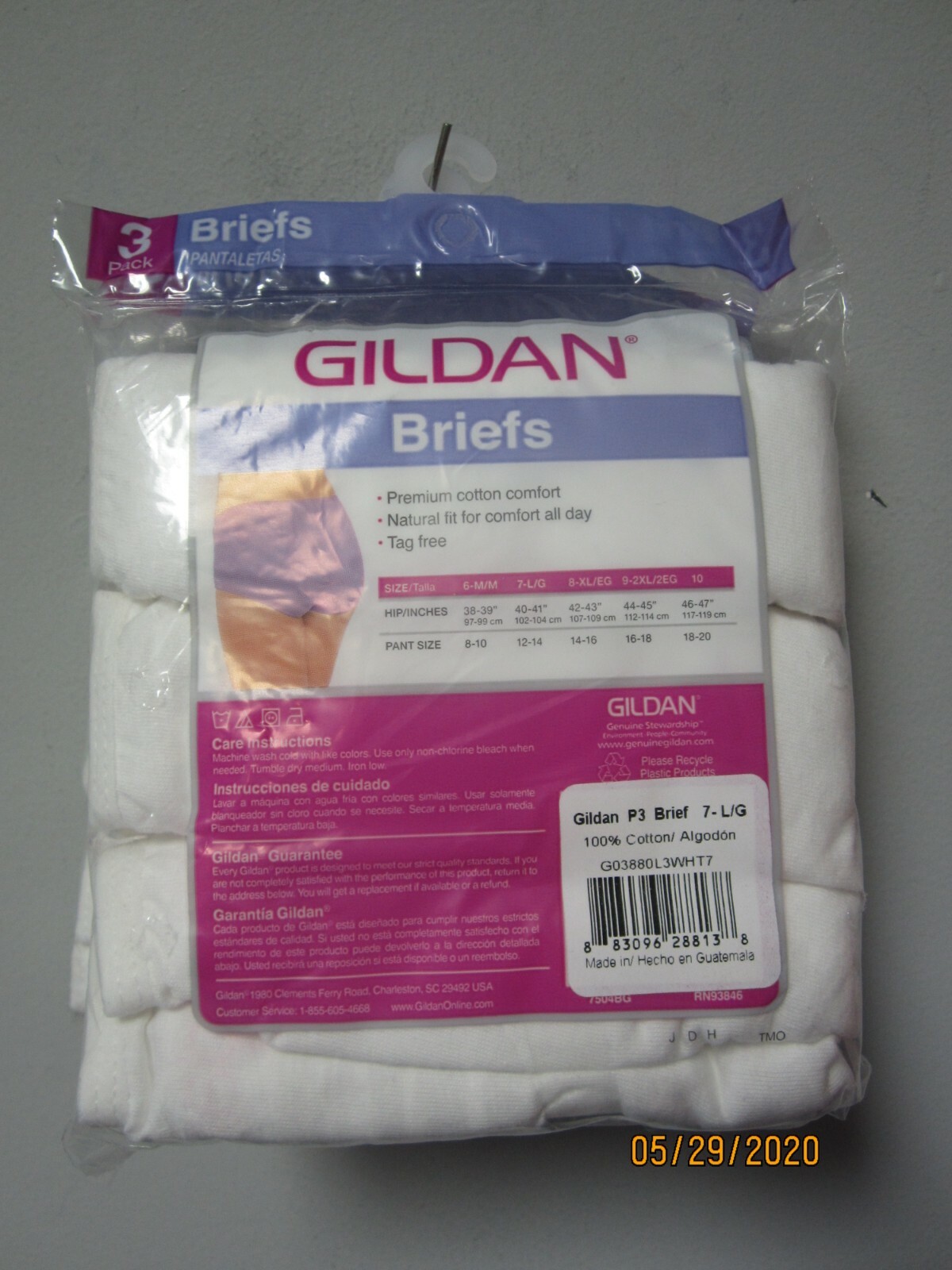 Gildan Women’s 3-Pack White Premium Cotton Briefs Underwear Size 7/L LOT OF 2!