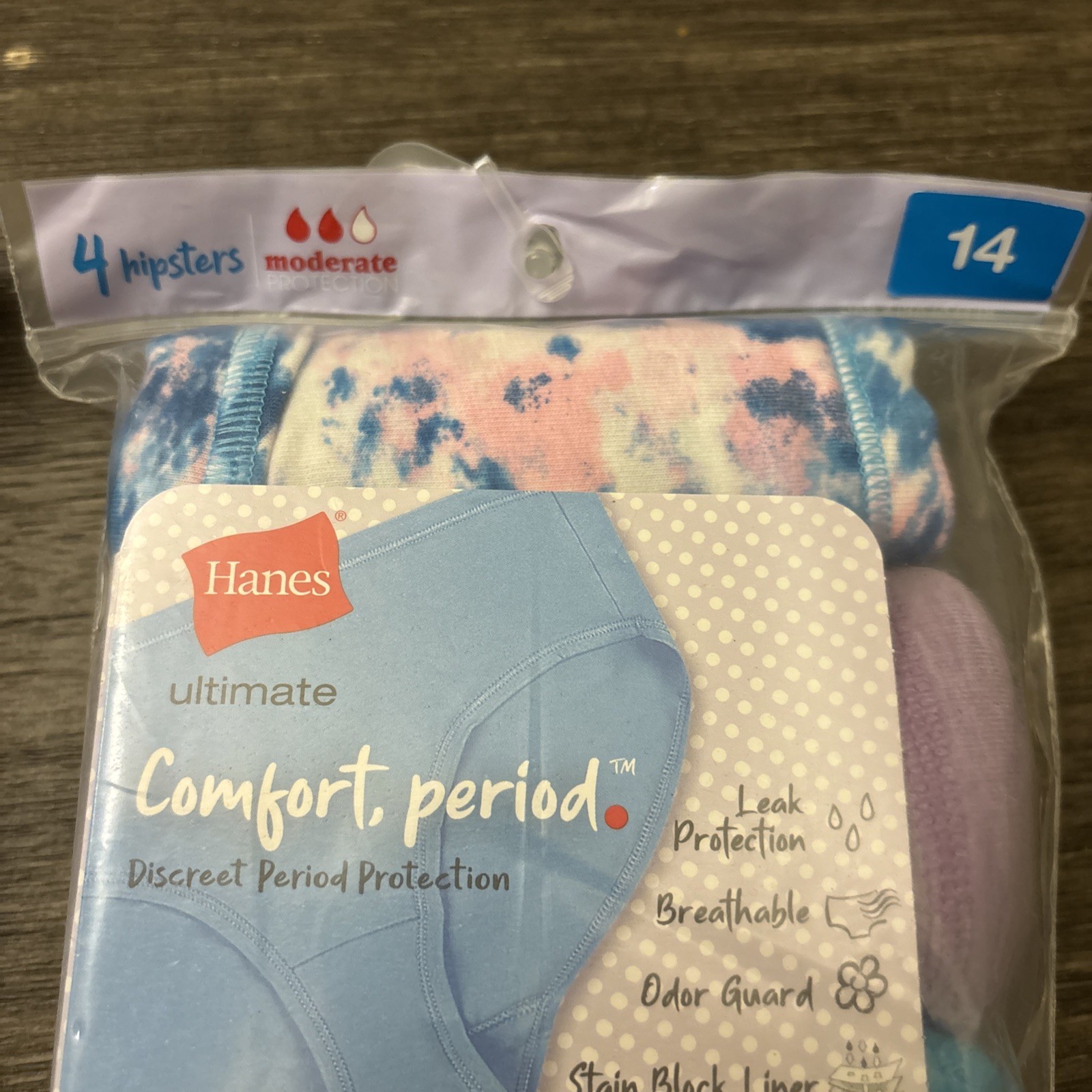 2 (4 Pack) Hanes Comfort Period Moderate Panties Microfiber Hipsters Size 14