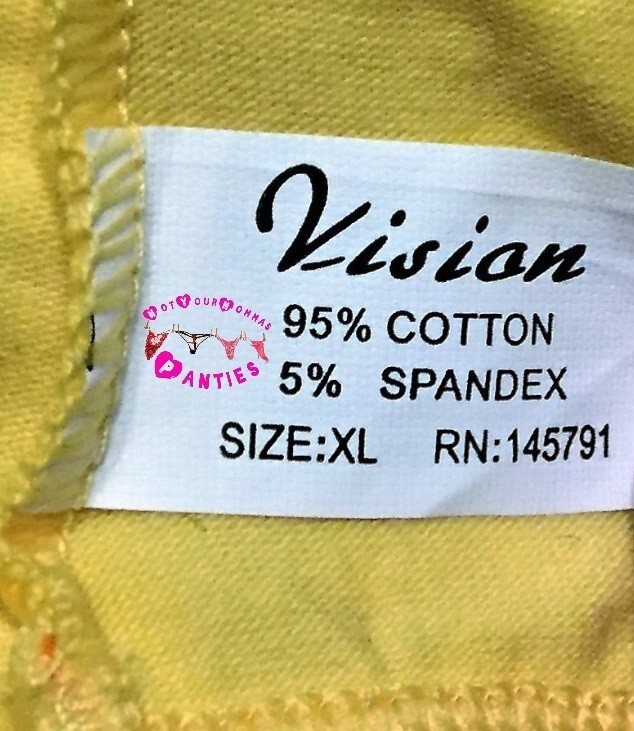 VISION INTIMATE solid yellow w/orange stitching hi-cut briefs w/rhinestones [XL]