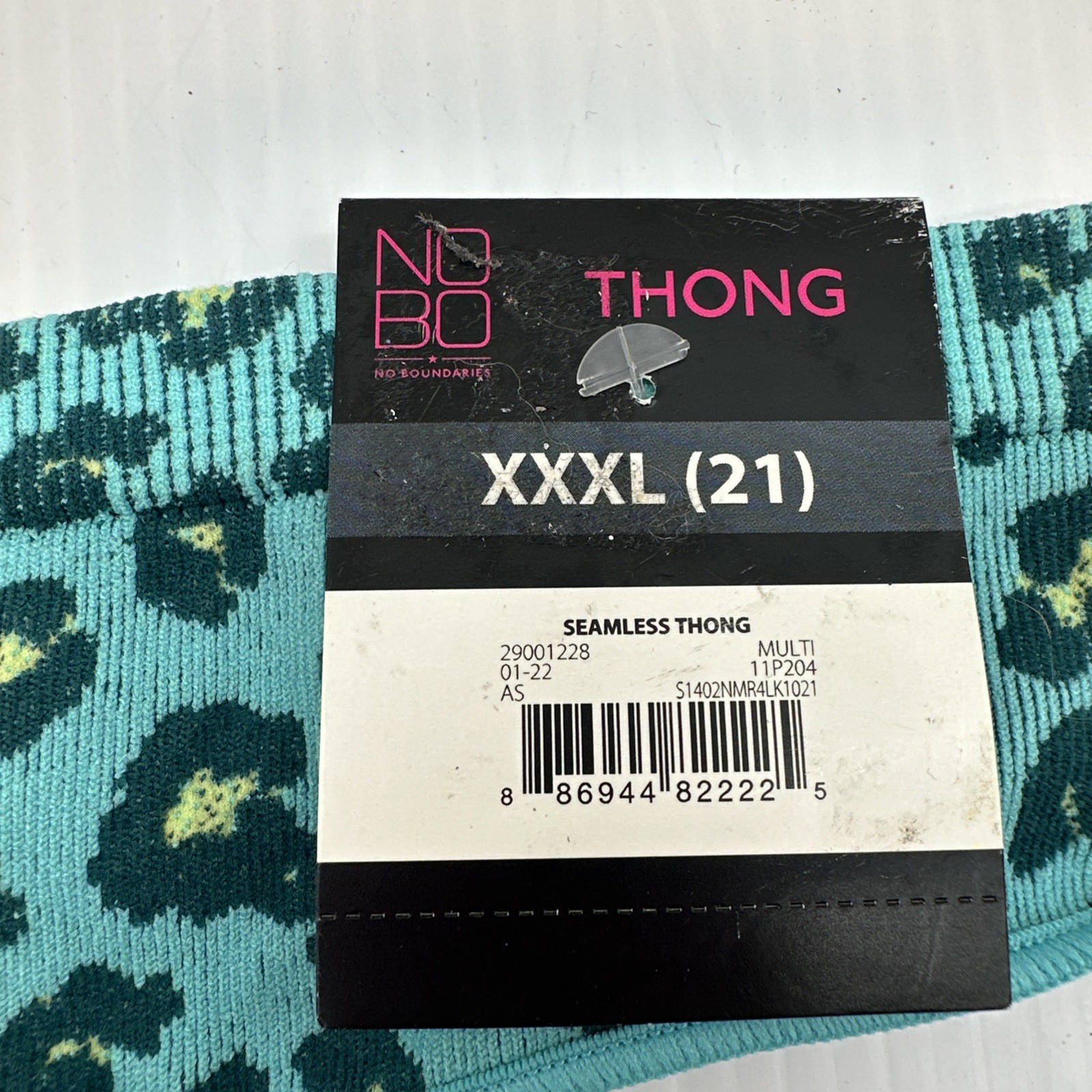 No Boundaries NOBO XXXL (21) Thong Panties Set of 3 Teal Cheetah,Black,Green {54