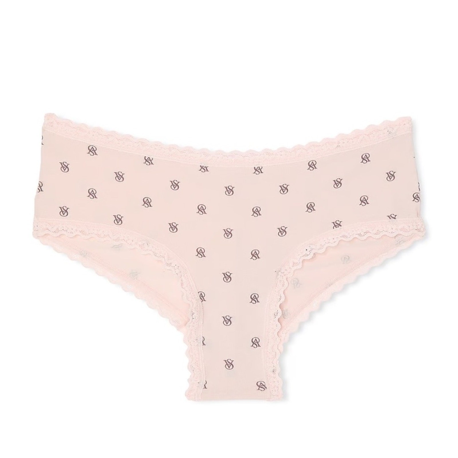 Victoria’s Secret The Lacie Cotton Lace-Waist Cheeky Panty Pink Logo Dots M NEW