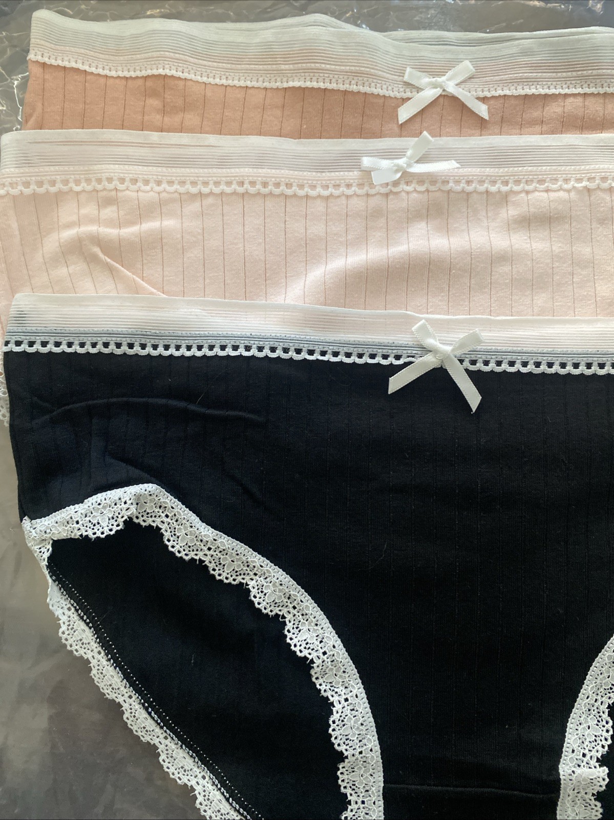 Cotton Middle Waist Panties, 95% Cotton Set 3 Black/pink/L Brown breathable L US