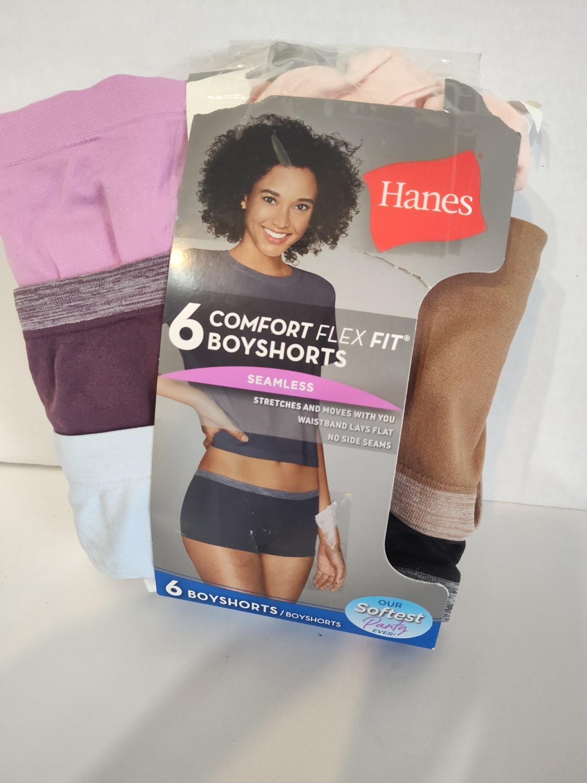 Hanes Boyshorts Womens Large Seamless Comfort Flex Fit 6 Pack Underwear Panties