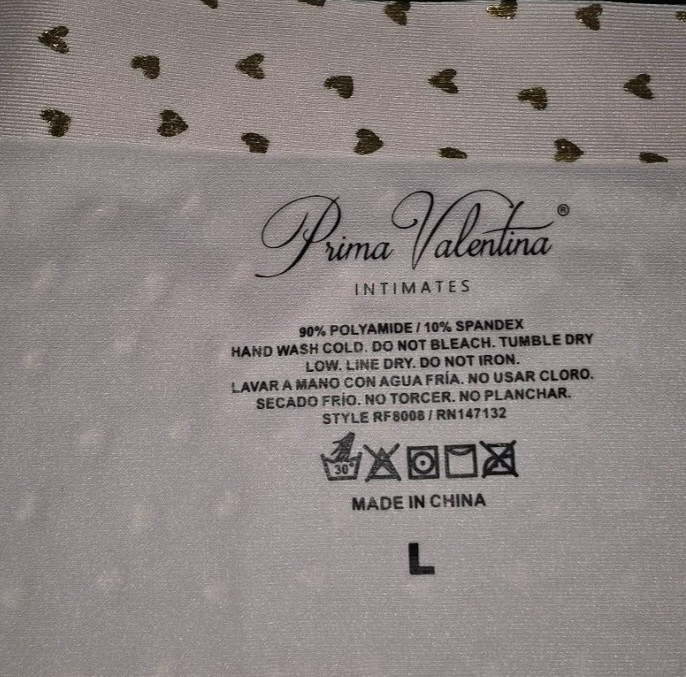 PRIMA VALENTINA Soft BRIEF PANTIES – White/Gold Hearts – Size L – RF8008