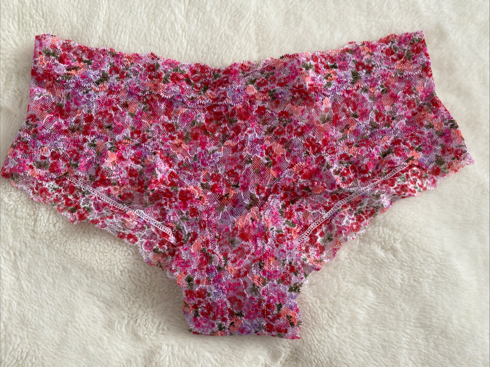 Victoria’s Secret Panties Cheeky Panty Lacie Posey Lace Red Pink Floral Small S