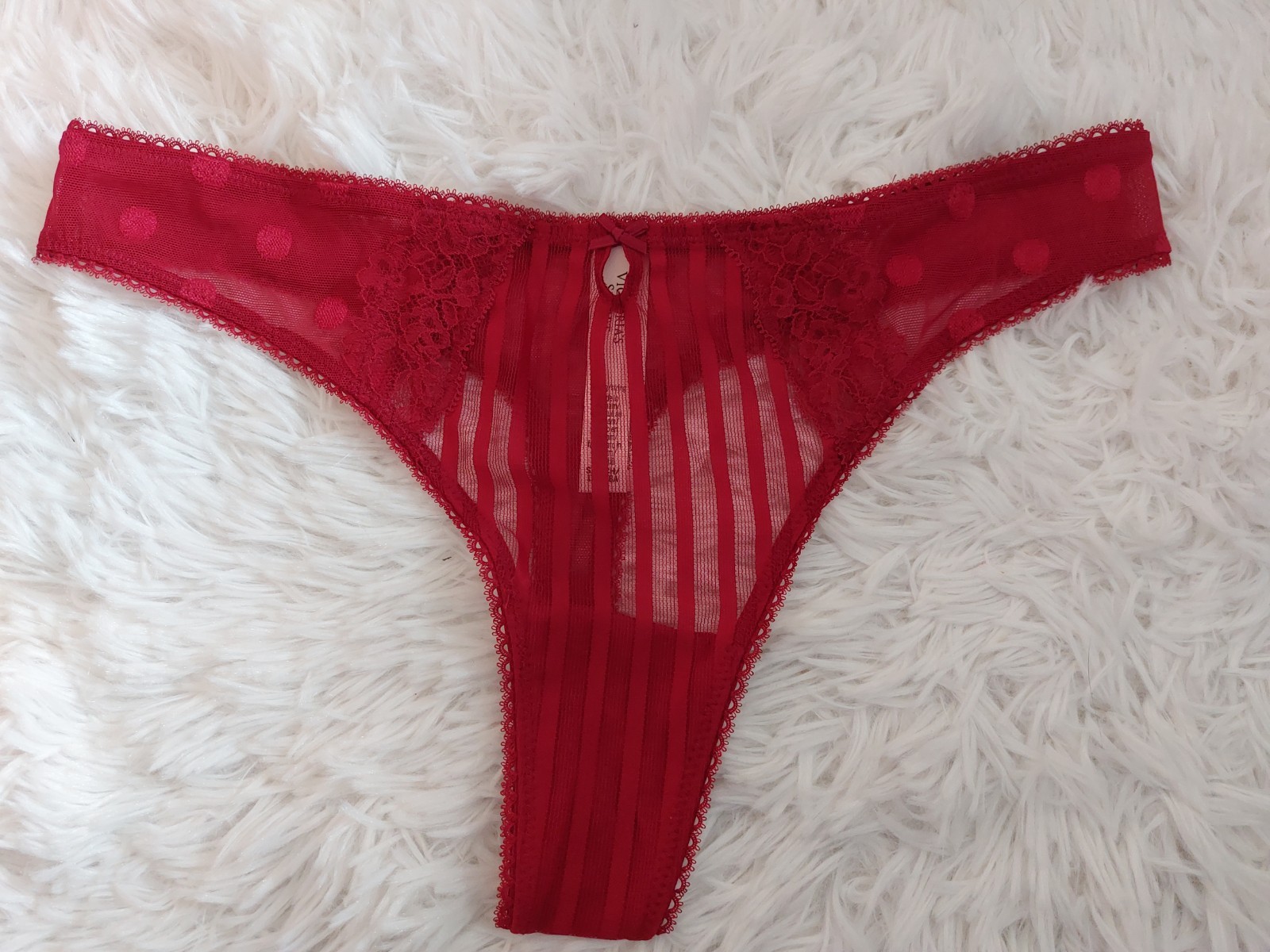 NWT VICTORIA SECRET The Lacie Lacie Sheer Heritage Thong Panty XLarge (6)