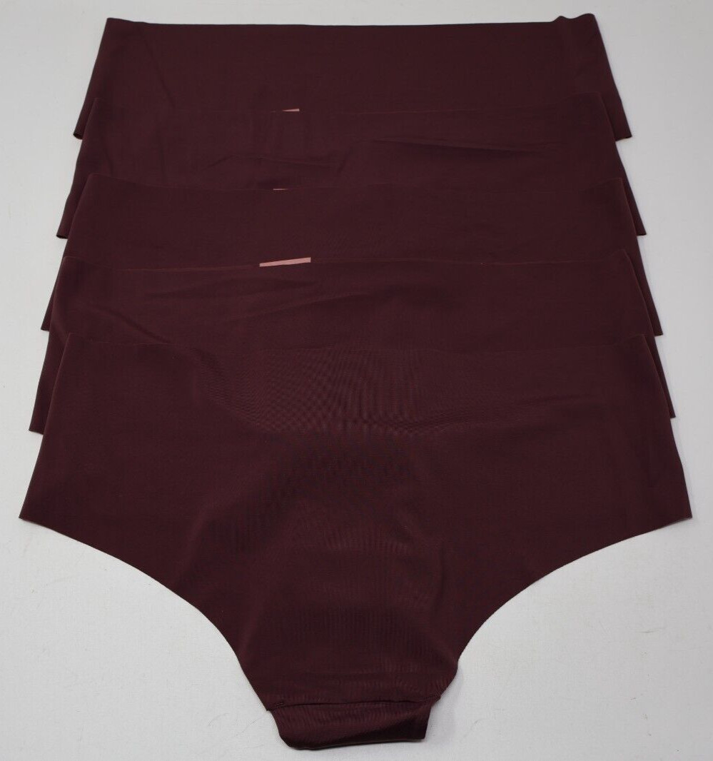 Auden Women’s Size L (12-14) Invisible Edge Cheeky Panties Burgundy Mist Lot (5)