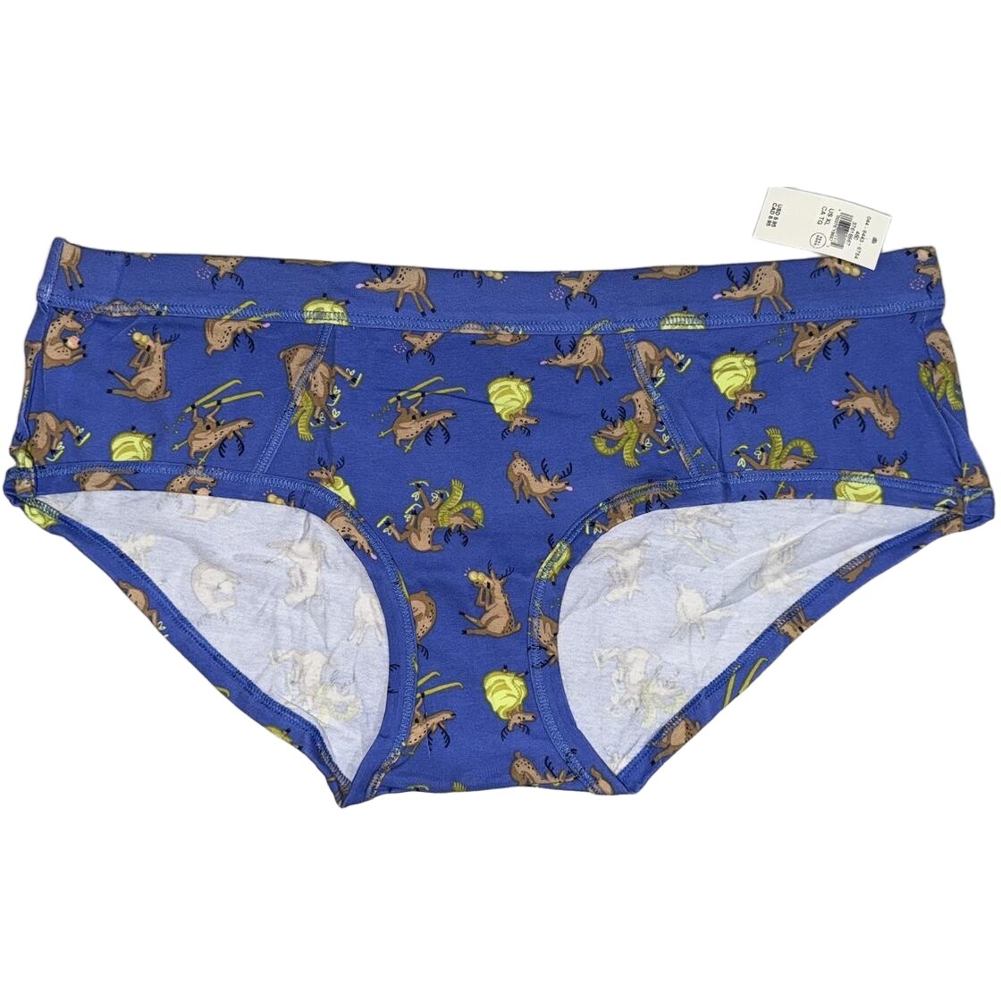 NEW Aerie Blue Yellow Black Cotton Reindeer Holiday Underwear Panties Size XL