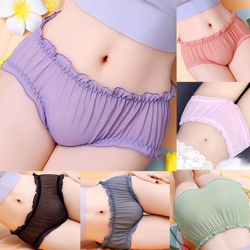 Lot 7 Pcs Ladies Womens Sexy Panties Sheer Mesh Underwear Low Waist Ruffle Brief