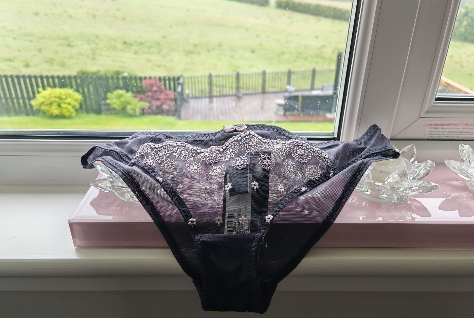 M&S Limited Grey & White Brazilian Knickers Size 12