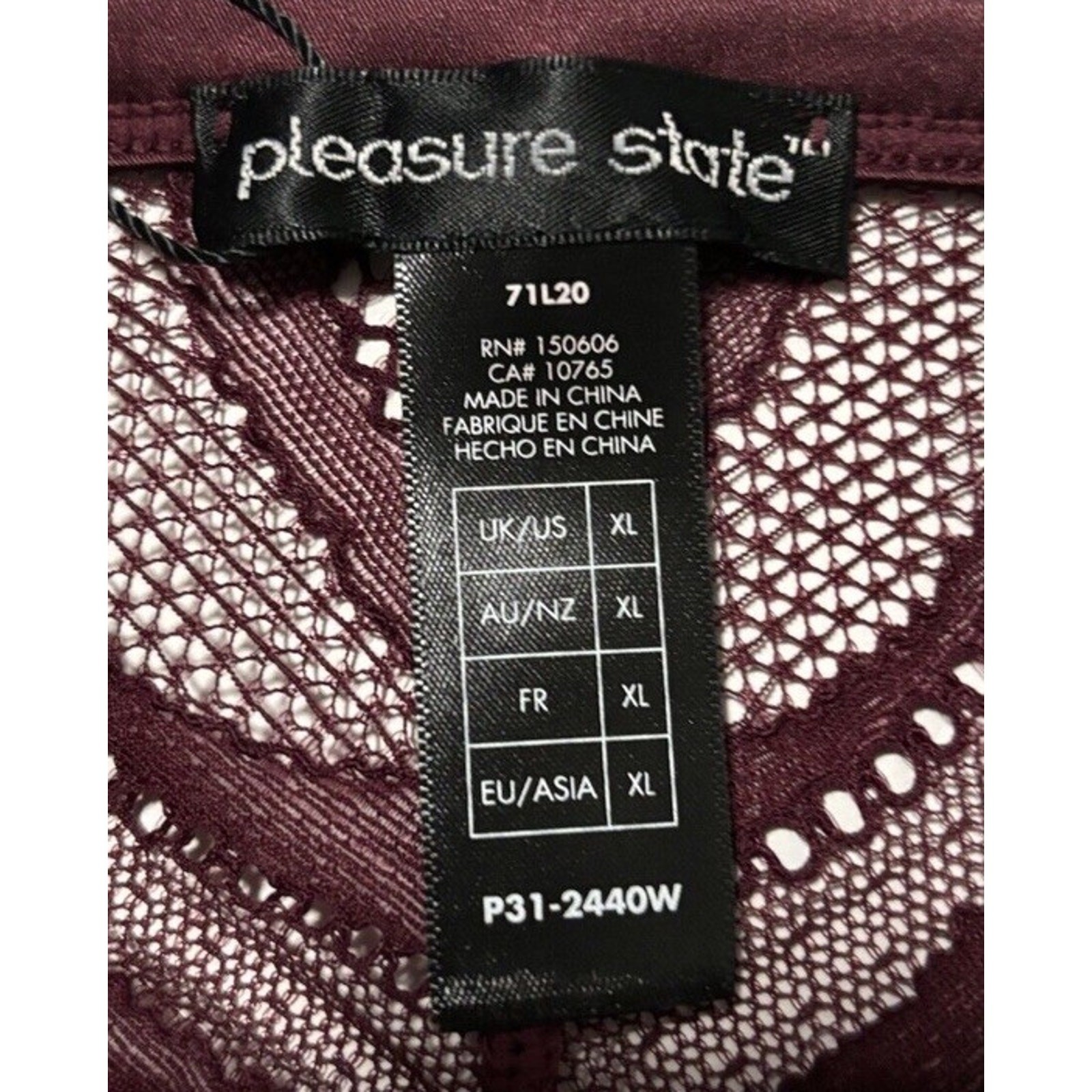 Pleasure State Midi Brief Amelia Panties Size XL Fig Underwear Intimate NWT