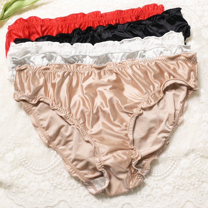 5 Pack Lot Sexy Womens Satin Panties Brief Underwear Ruffled Bikini Lingeries