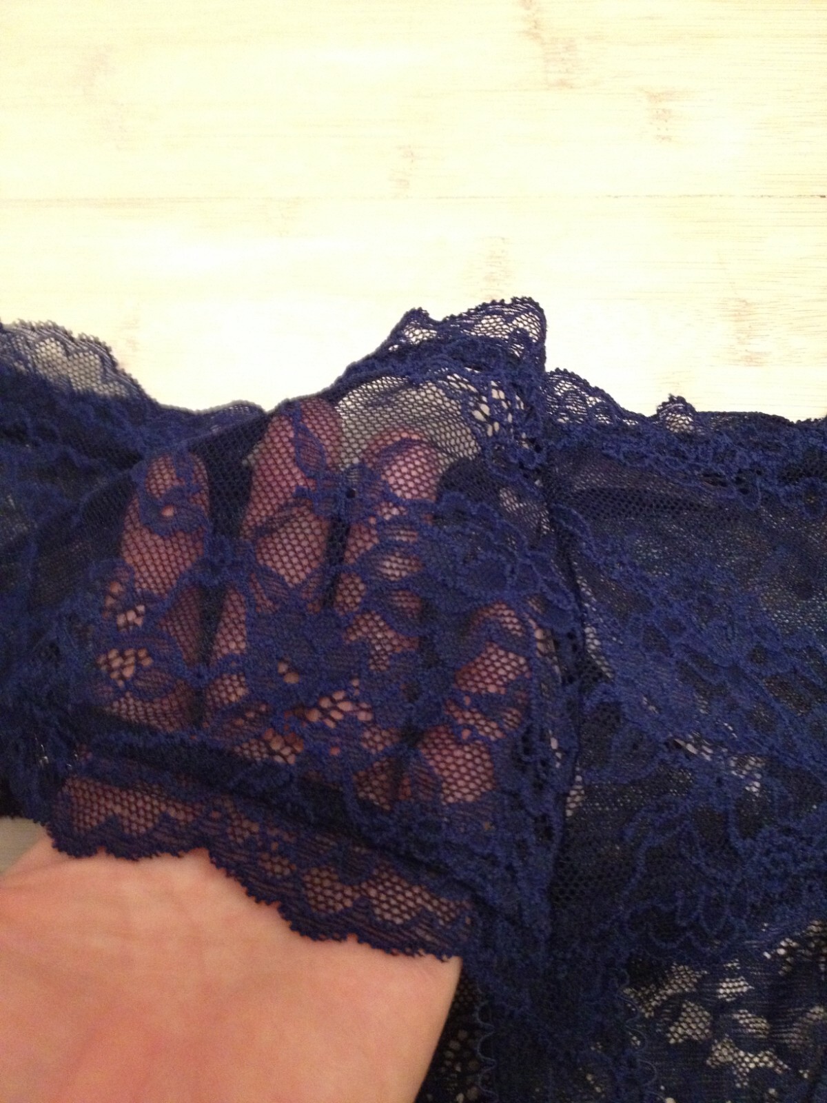 NWT Victoria’s Secret DREAM ANGELS Navy Floral Thong Garter Belt Panty M