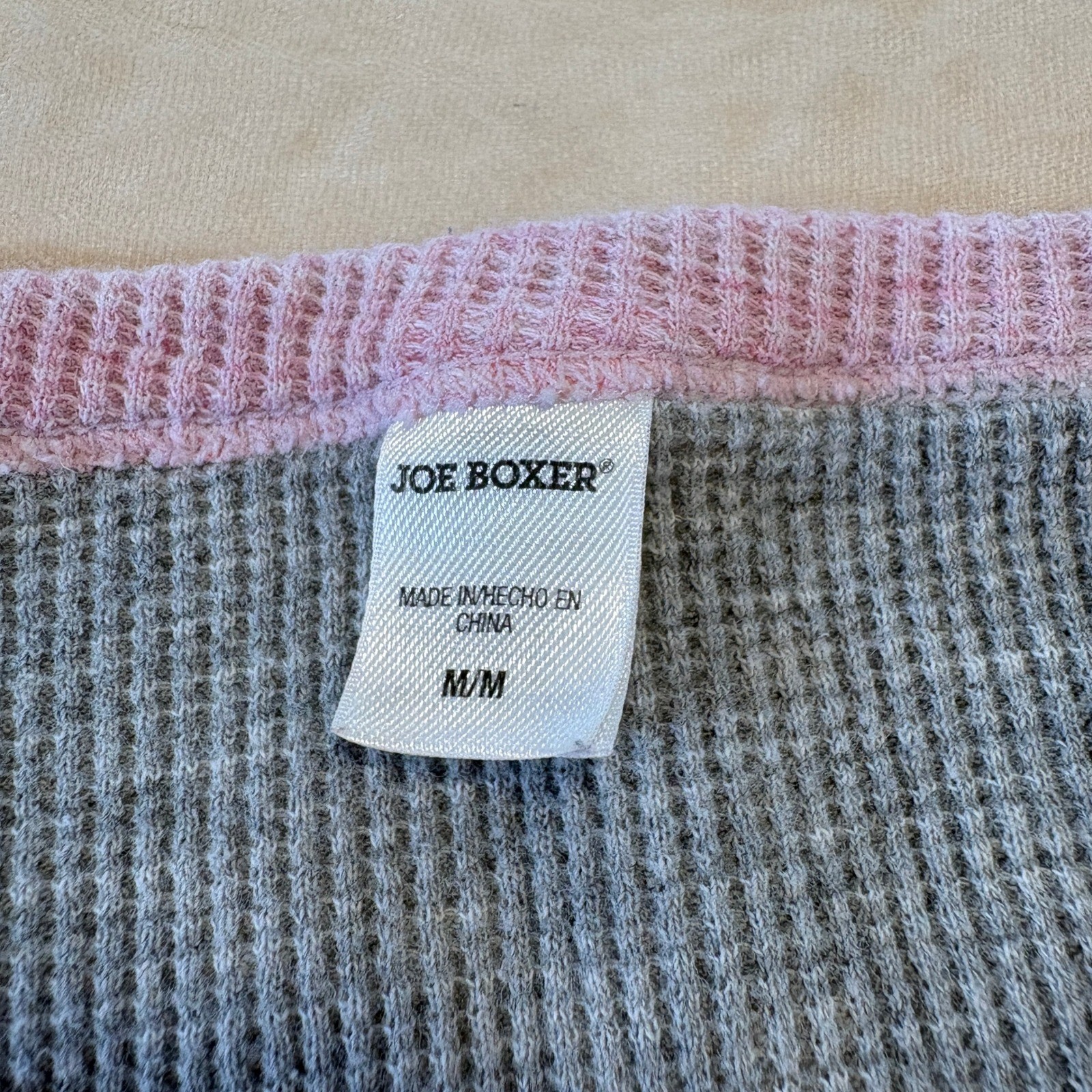 Joe Boxer Womens Gray Pink Waffle Knit Bejeweled PJ Tank Size M