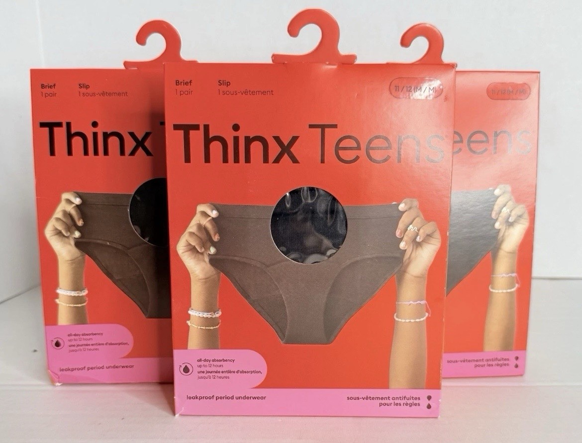 3 Thinx Teens Black Leakproof Period New Underwear Size M
