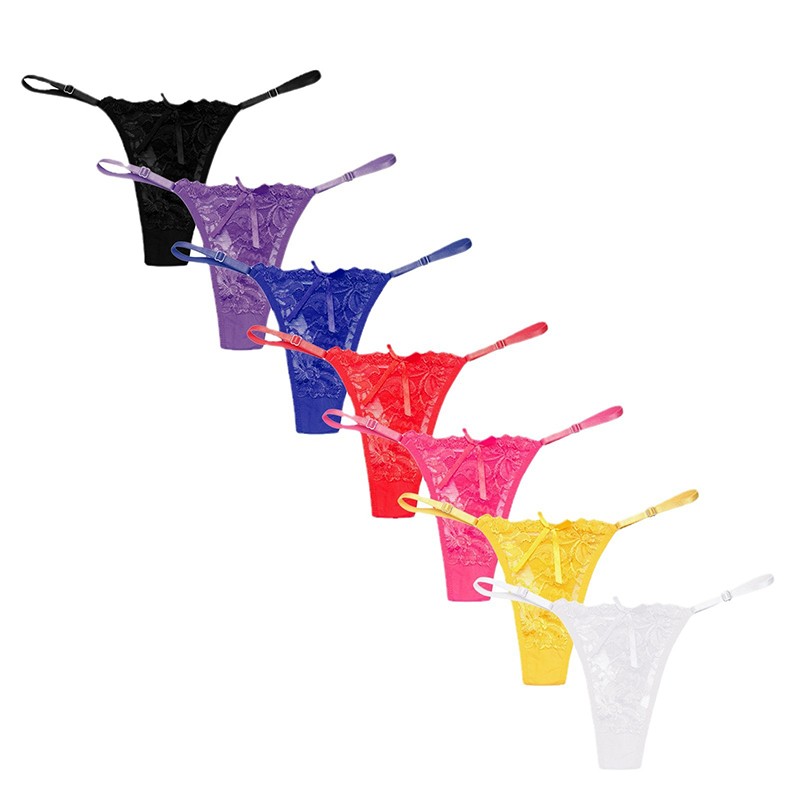 7 Pack Lot Sexy Womens Lace Panties Underwear Thongs G-String Transparent Briefs