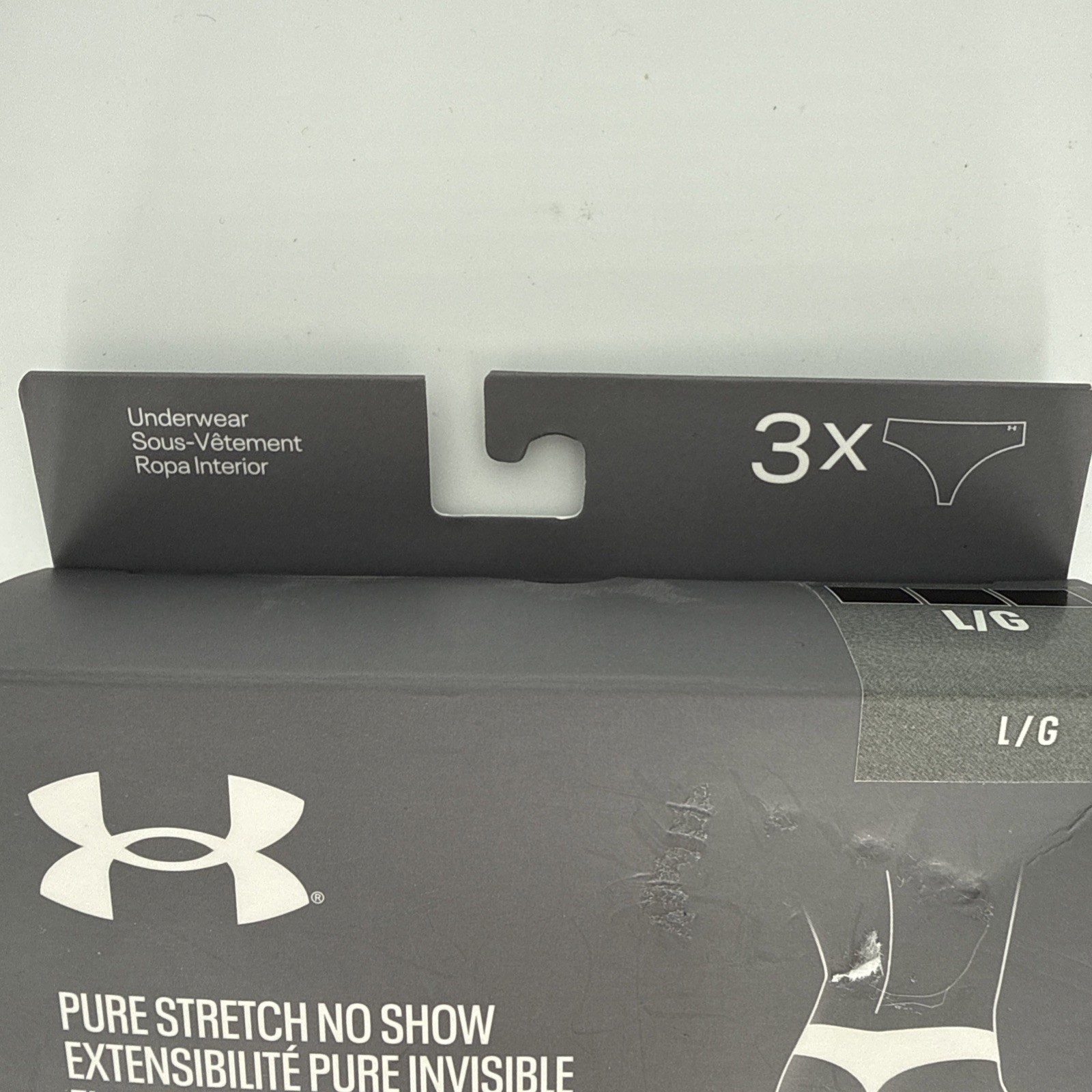 NIP Under Armour Pure Stretch No Show Women’s Large Black Thongs Panties 3 Pairs