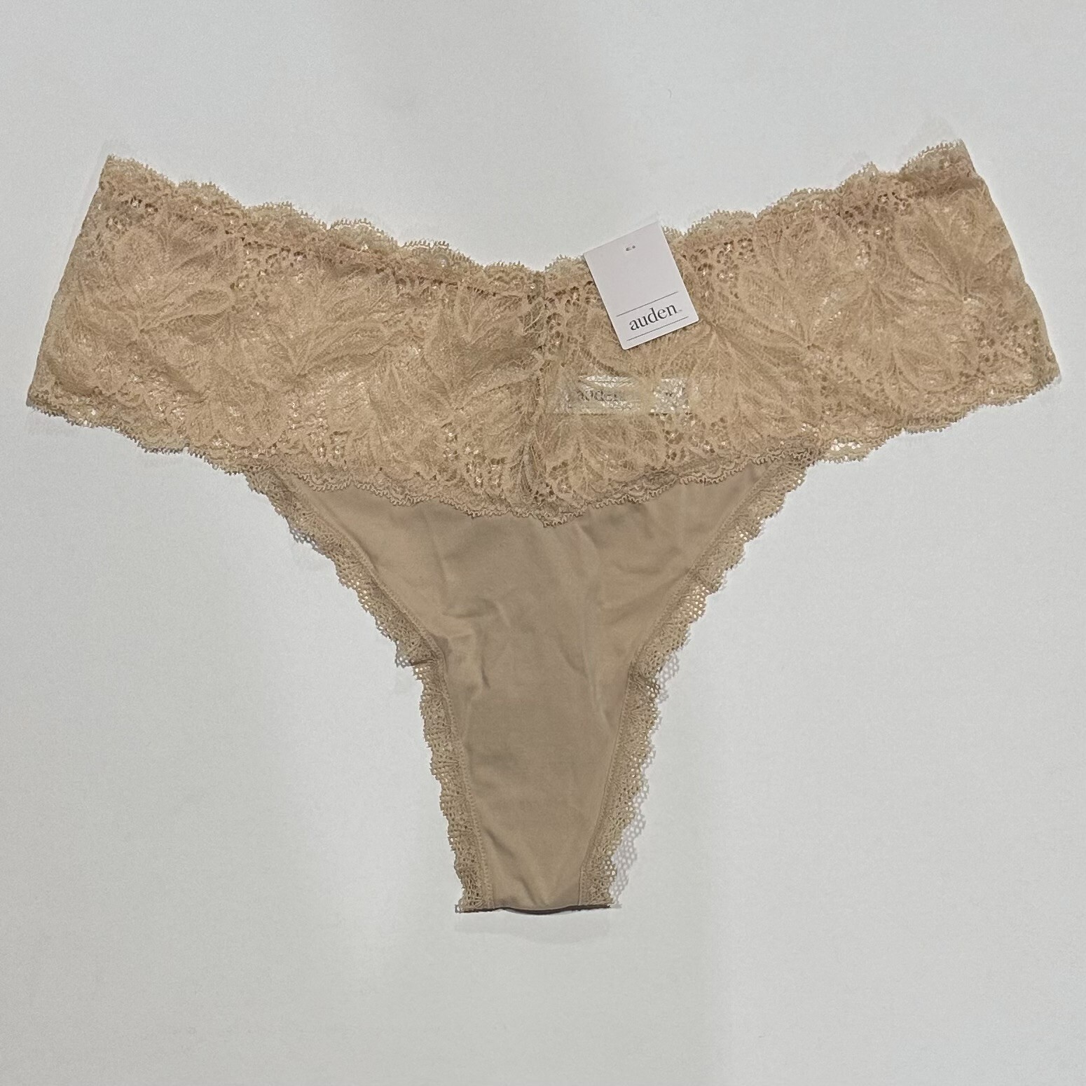 Women’s Plus Size Micro Thong with Lace Waistband – Auden Soft Beige – 4X (2pk)