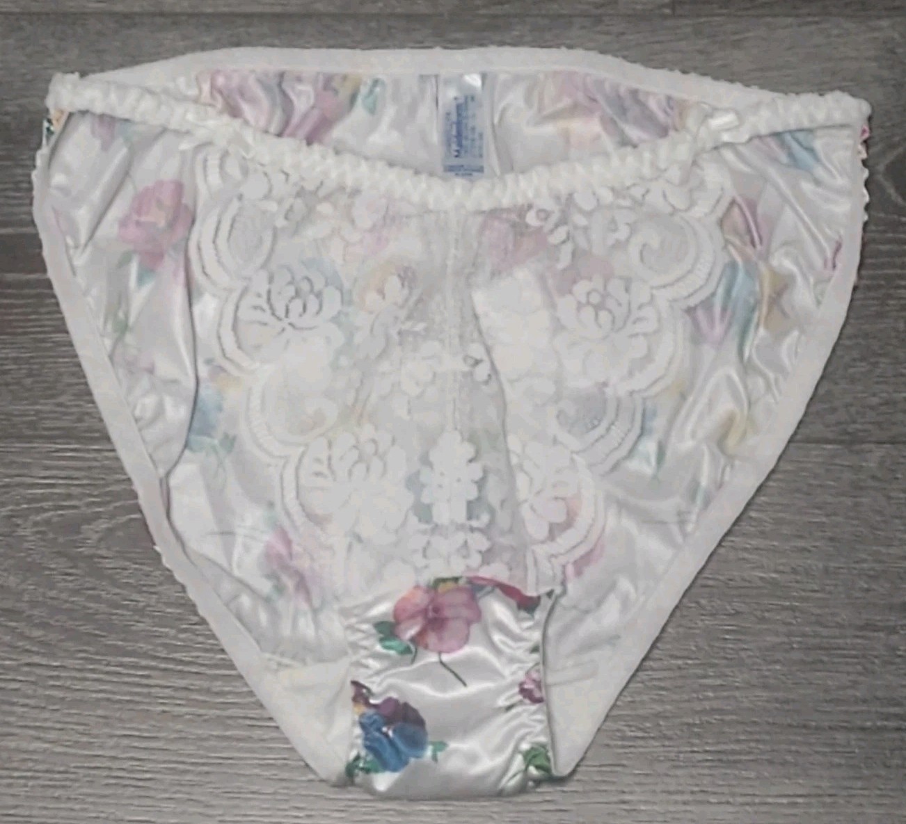 Vtg Maidenform Chantilly Satin Panty Floral Lace String Bikini 27319 Size Large