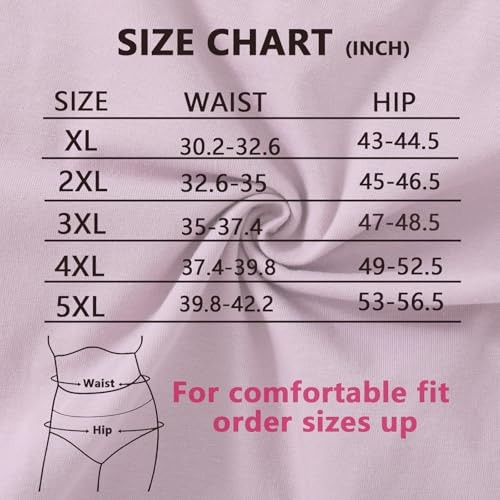 Women’s Plus Size Panties Floral Print Ladies 4X-Large 5 Pack Floral Panties