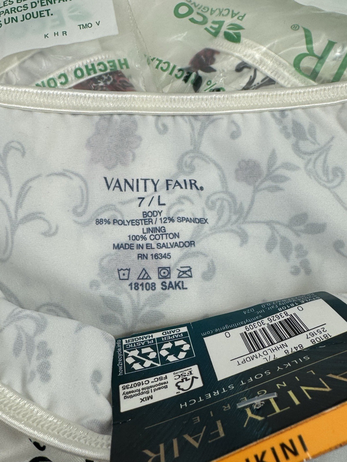 Lot 3 Vanity Fair Lingerie Illumination String Bikini 7/L flowers NWT