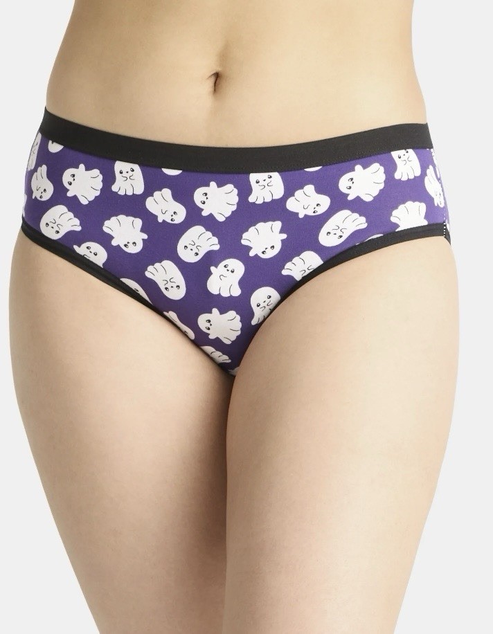 Women’s Pumpkins/Ghosts Way2 Celebrate Halloween Hipster Panties, 3-Pack, M 8/10