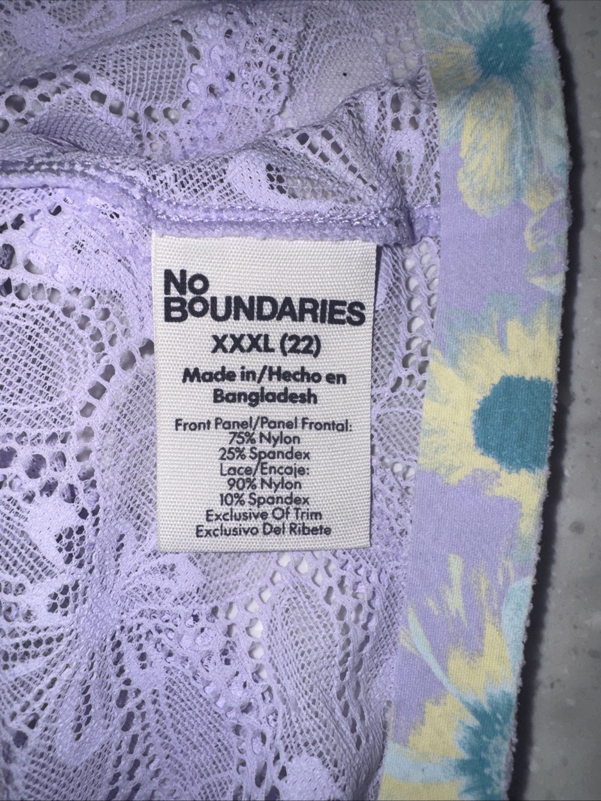 No Boundaries Women’s Hipster Panties Size 3xl Early Lilac Floral, Aqua Cloud Ck