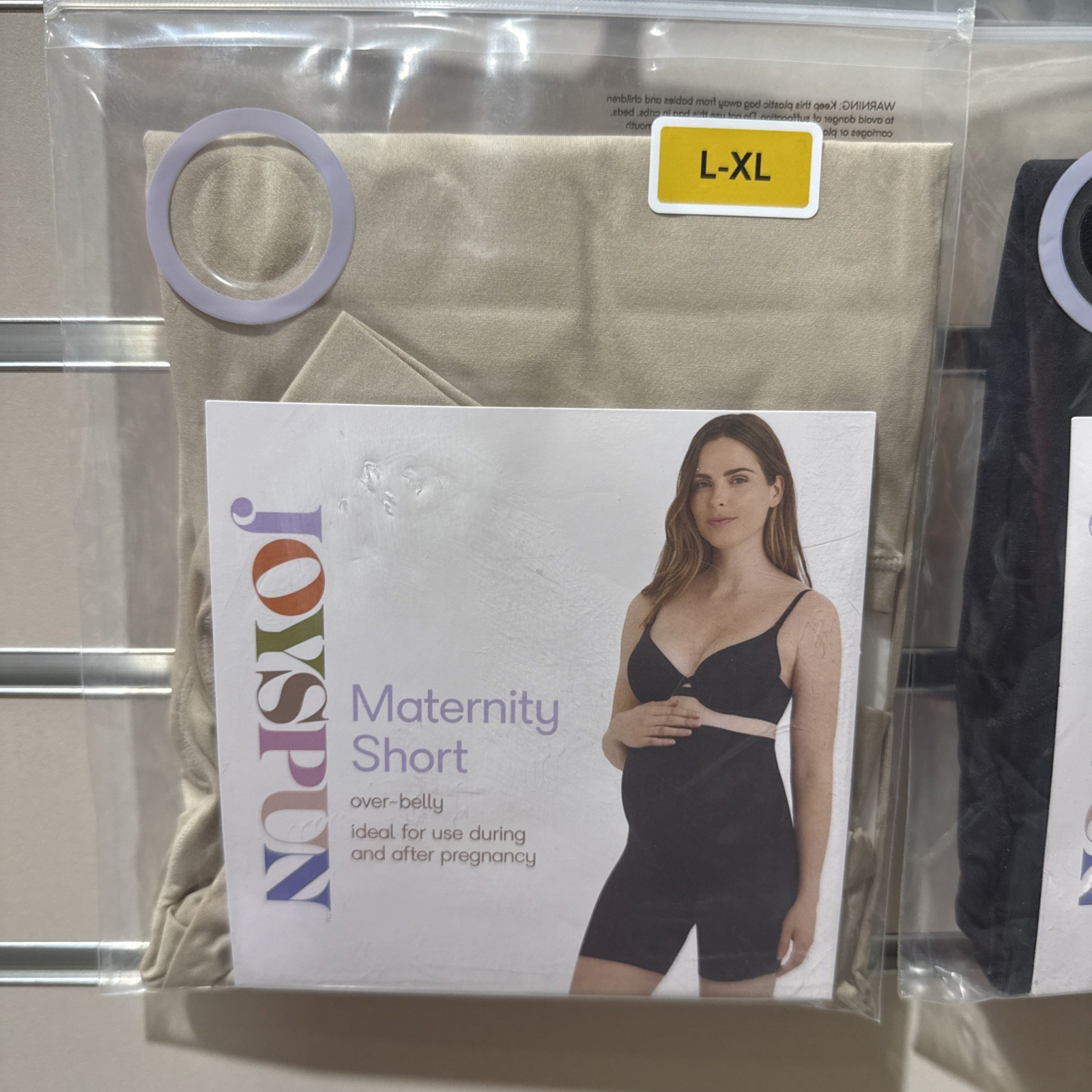 Joyspun Women’s L-XL, XXL-XXXL Maternity Over the Belly Boy Shorts Black Or Tan