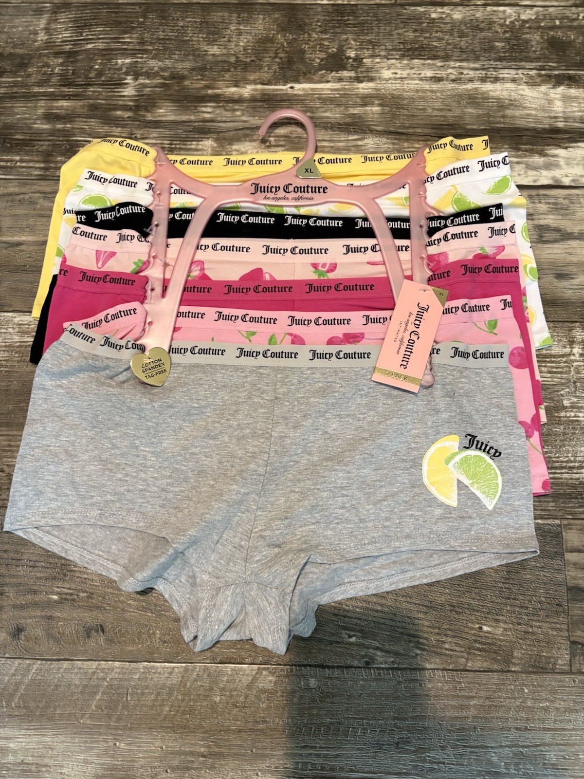 Juicy Couture Fruit Print Boyshorts Pack Of 7 Panties Size XL NWT