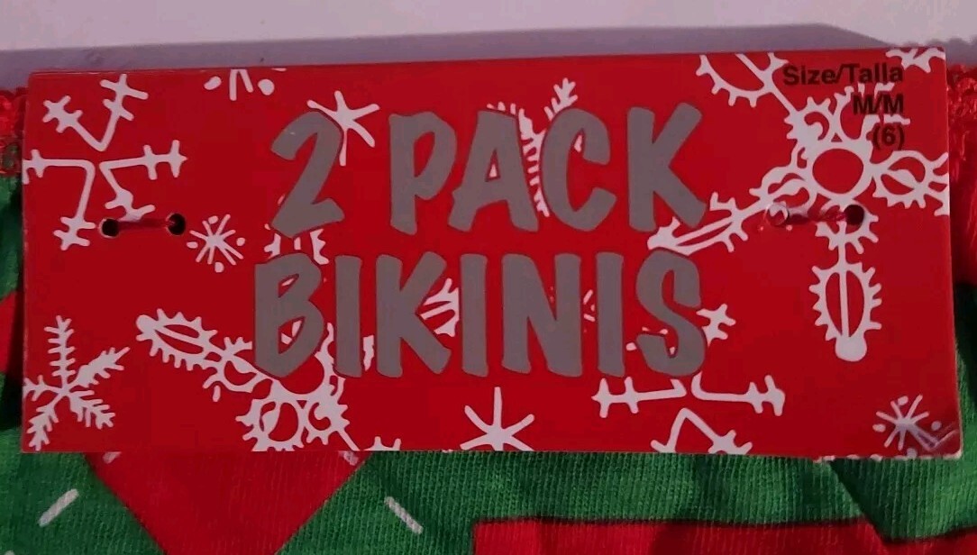 Christmas Holiday Cotton Size Medium (6) Two Pack Bikini Underwear BRAND NEW…