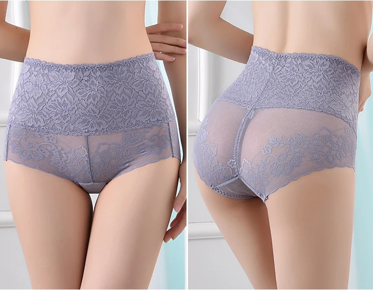 Lace Briefs Mid Rise Sheer Elastic Breathable Underwear Panties Women Soft